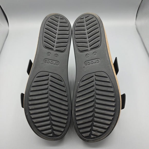 Crocs Brooklyn Sandals Womens 10 Black Rubber Straps Slide Cork Platform Buckles - Picture 10 of 14